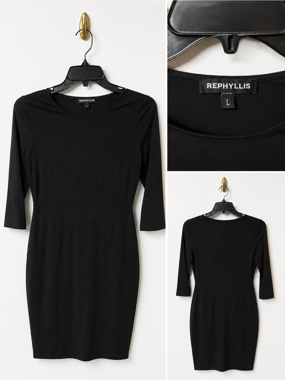 Rephyllis Black Long-Sleeve Sheath Dress — Classic Work-to-Event Style